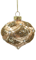 Glass Bauble Coral Gold Bead Onion