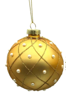 Glass Bauble Champagne Pearl