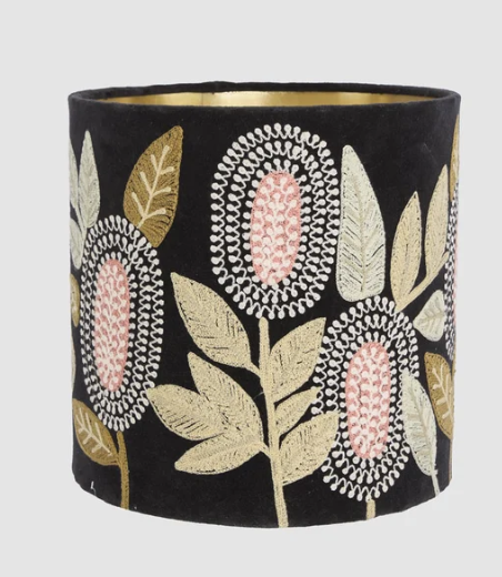 FBL Velvet Drum Shade Banksia Black Mult