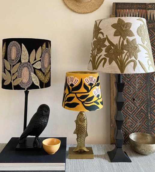 FBL Velvet Drum Shade Banksia Black Mult