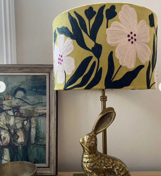 FBL Poppy Velvet Drum Shade Lime Multi