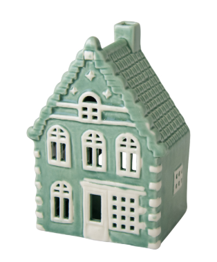 Ceramic Mint Tealight House Wide