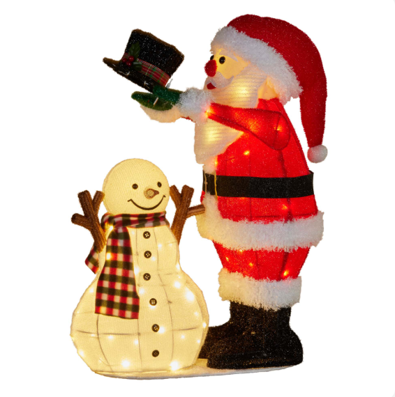 Santa & Snowman Animated 71cm