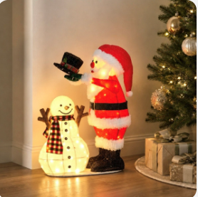 Santa & Snowman Animated 71cm