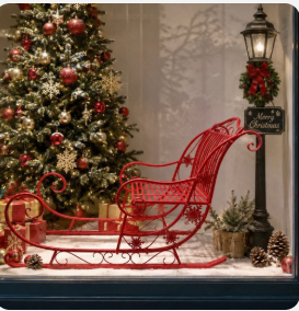 Christmas Sleigh w Red Finish150cm