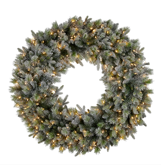Wreath w Lights Snowy Spruce76cm
