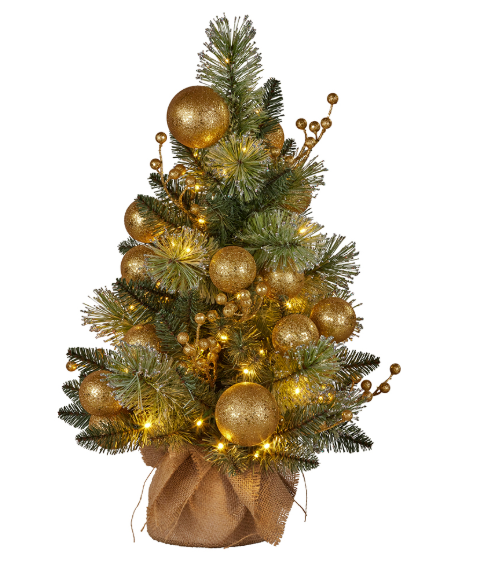 2ft Tree wLights-Gold Collection