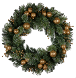 Wreath wLights Gold Collect 76cm