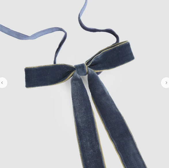 Velvet Tie on Bow Navy Blue w Gold Set 8