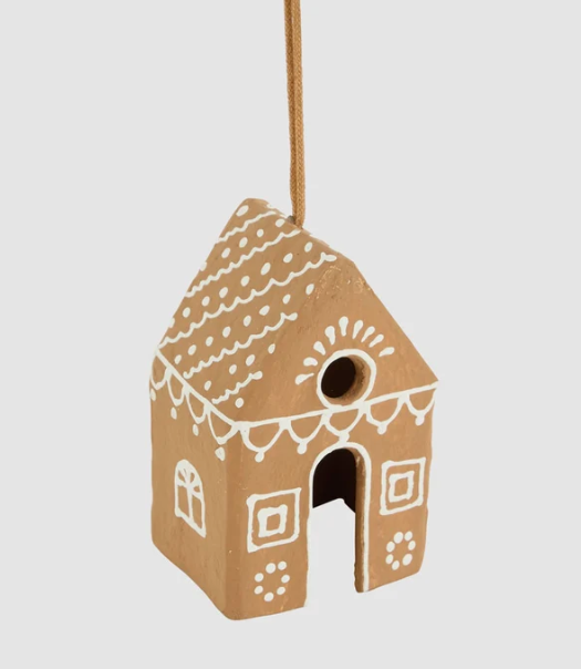 Mache Patterned Hanging G/Bread Cottage
