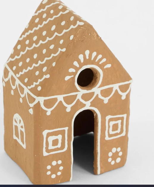 Mache Patterned Hanging G/Bread Cottage