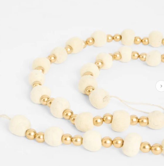 Felt Pompom Garland with Gold & Ivory