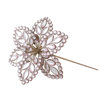 Jewelled Pink Poinsettia Stem