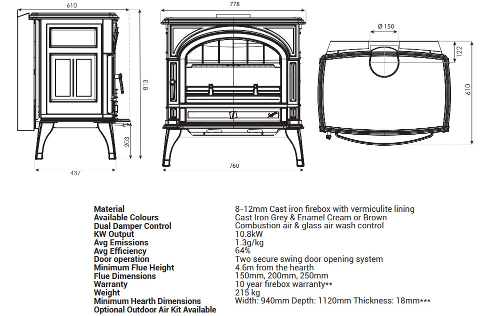 Seguin Topaze Freestanding Wood Heater