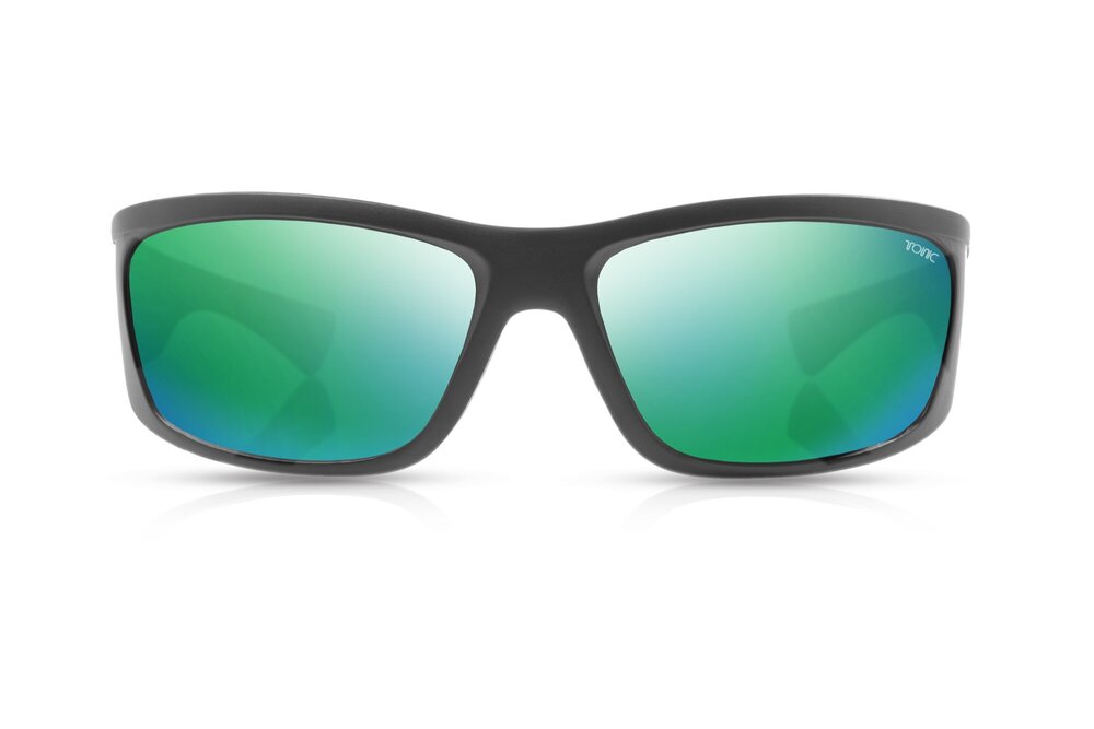 Tonic Shimmer Sunglasses - Matt Black - Green Mirror Lens