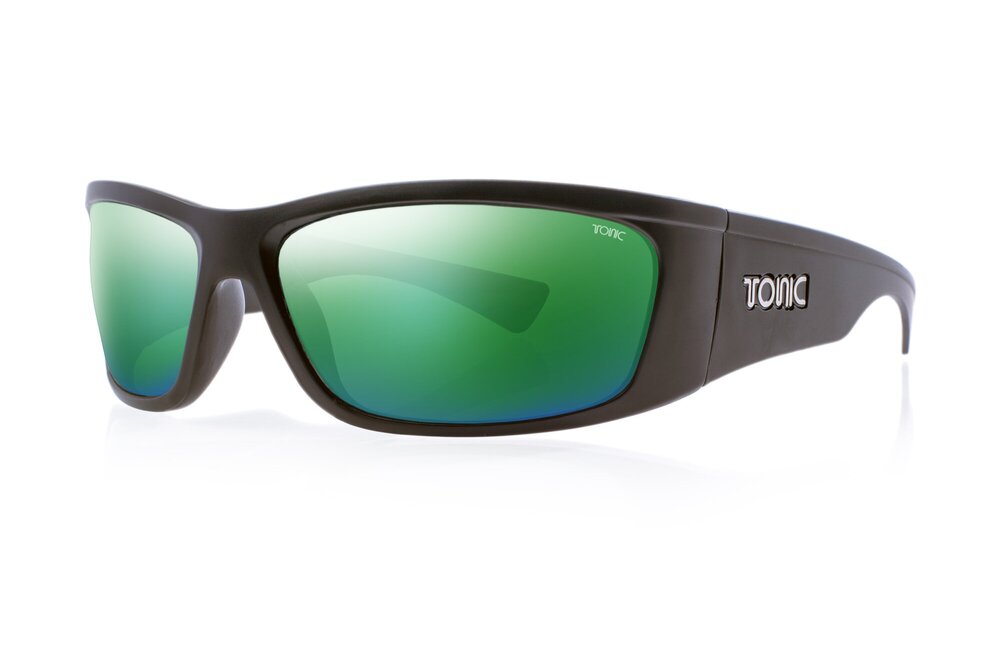 Tonic Shimmer Sunglasses - Matt Black - Green Mirror Lens