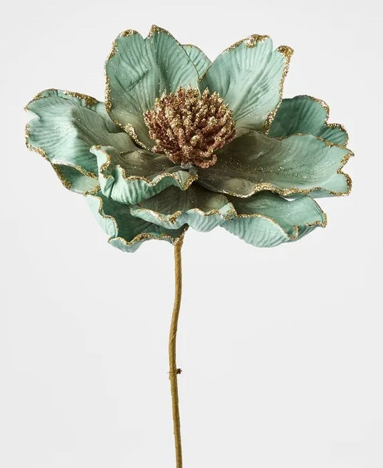 Glitter Edged Flower Seafoam Green