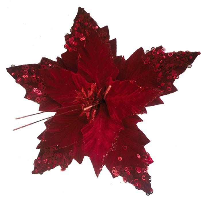 Clip On Fabric Ponsttia Red W/Seq