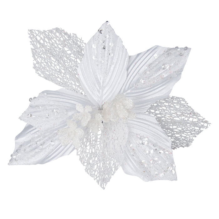 Clip On Pnsettia Wht Solid Sheer