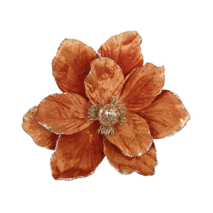 Clip On Velvet Magnolia Burnt Orange