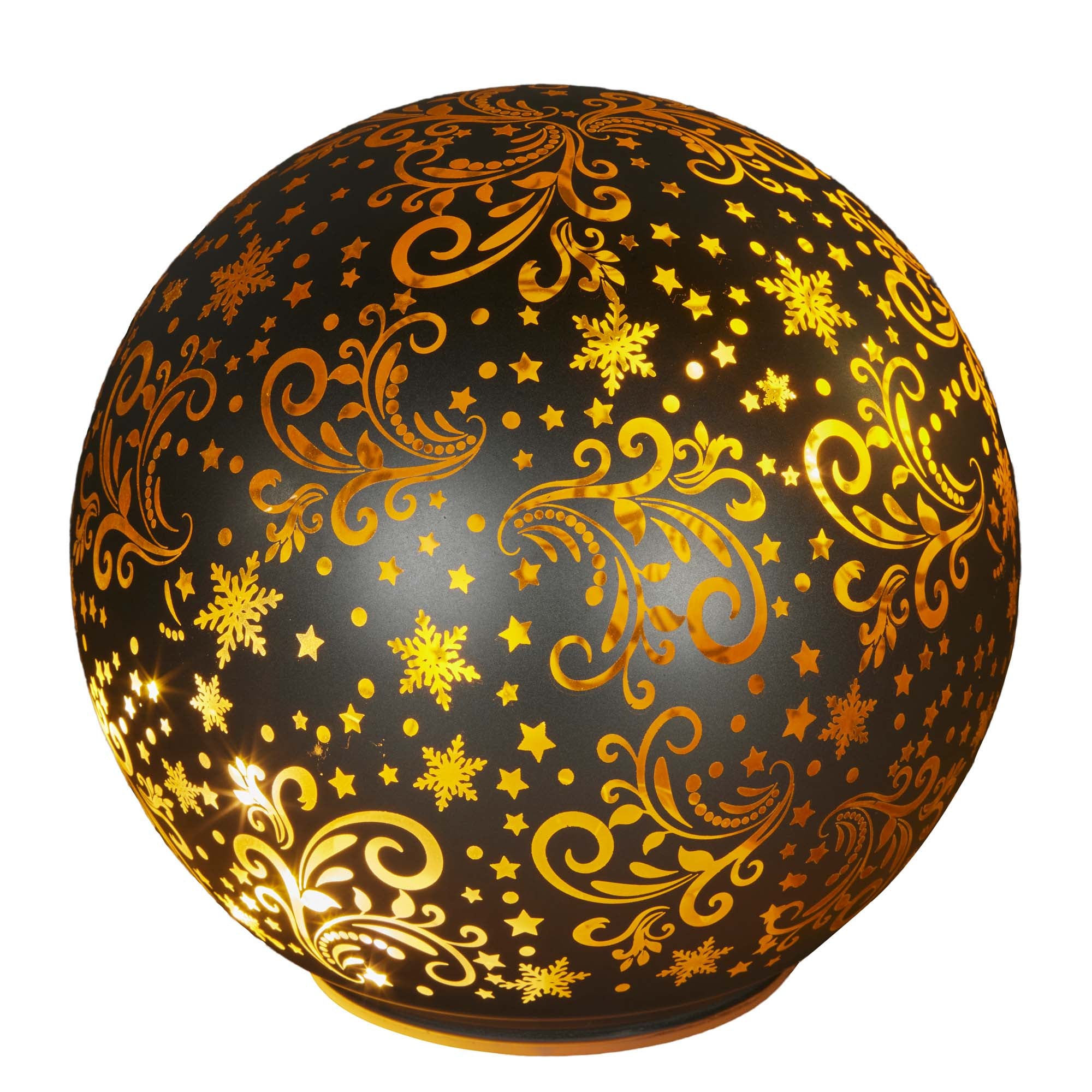 Set of 3 Light Up Spheres Silver with Gold