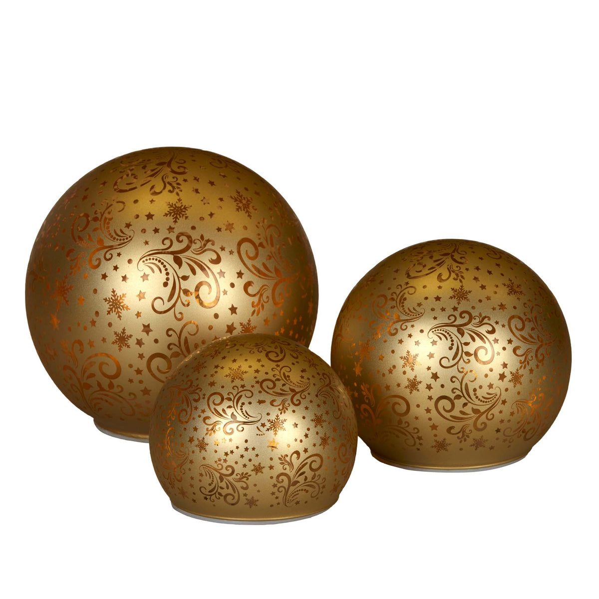 Set of 3 Light Up Spheres Gold