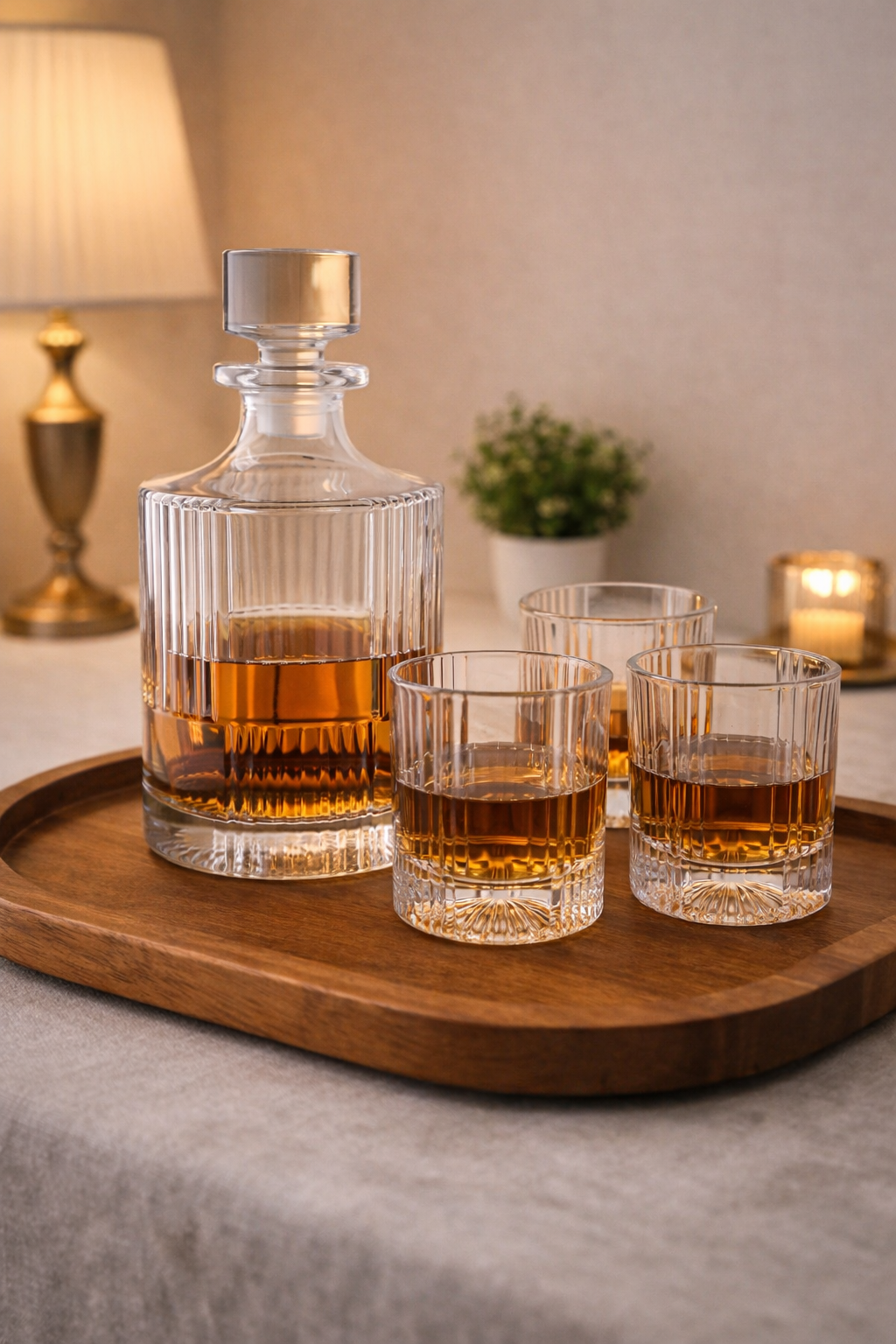 Marque Checkered Decanter Set – Clear