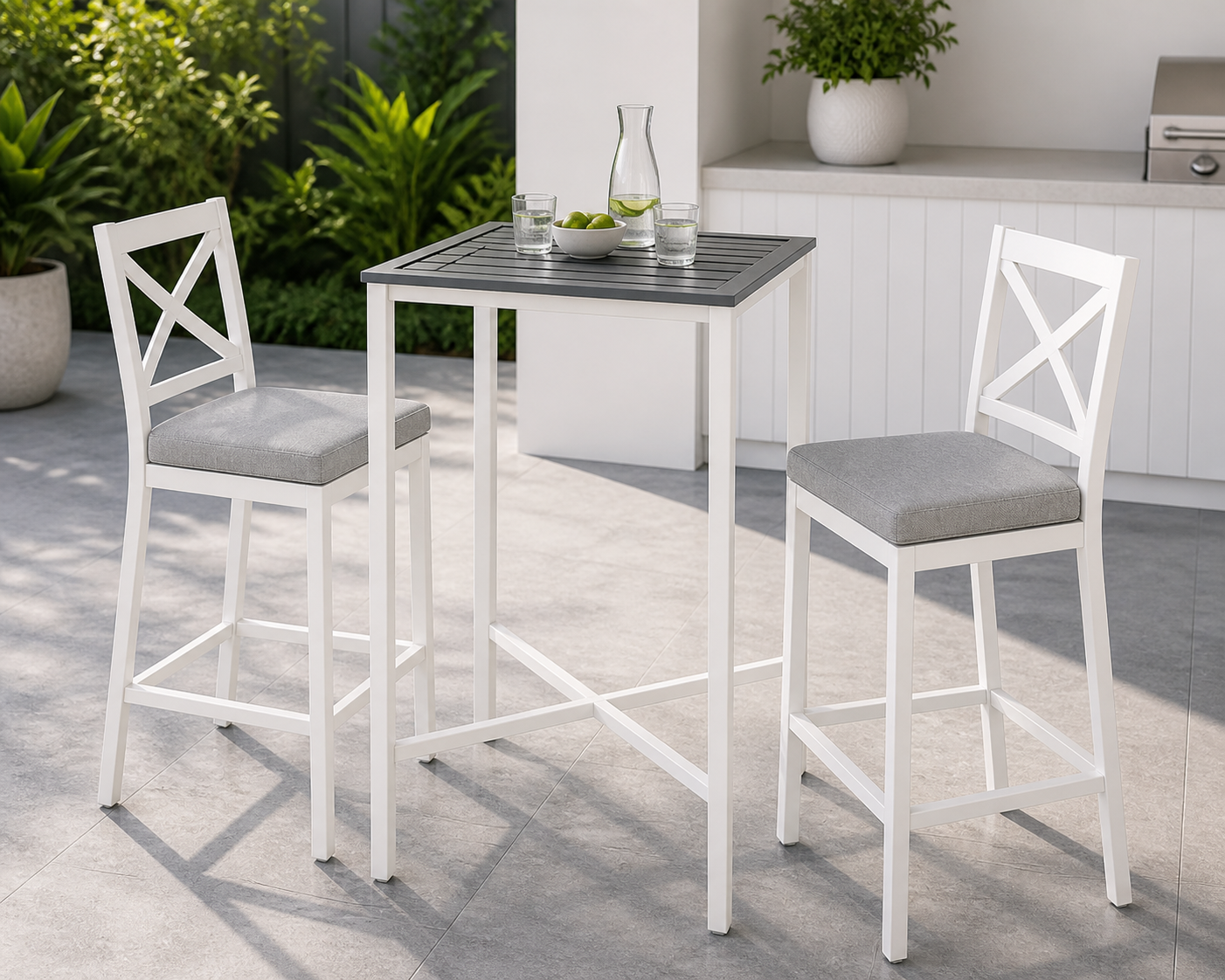 Bridgeport Square Bar Table - Boulder / White