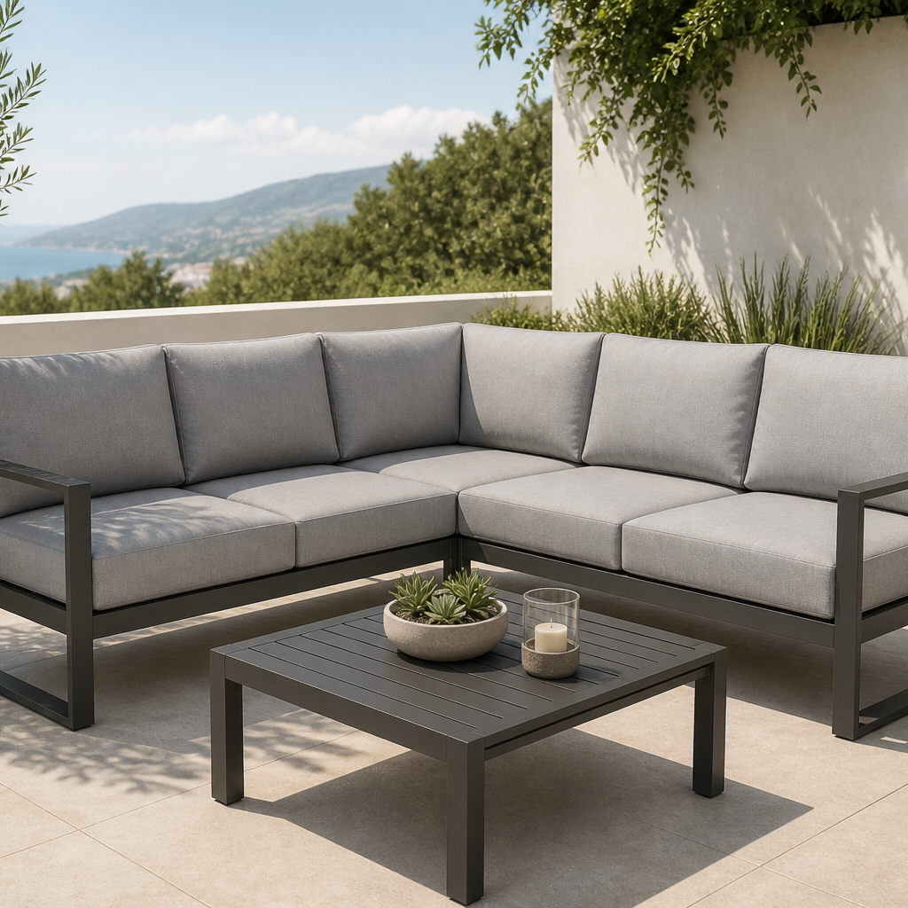 Colada Corner Aluminium Lounge Setting - Gunmetal