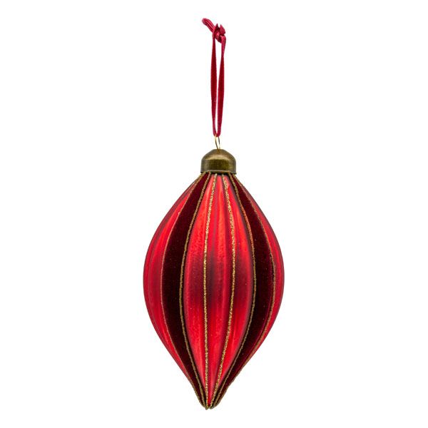 Red Flock Stripe Long Drop