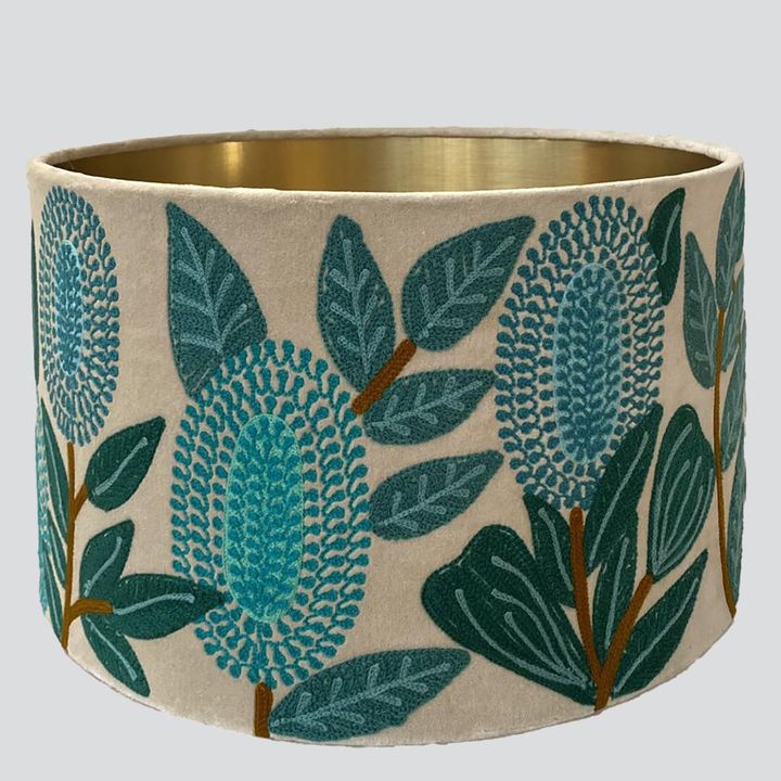 Velvet Drum Shade – Banksia Turquoise Multi