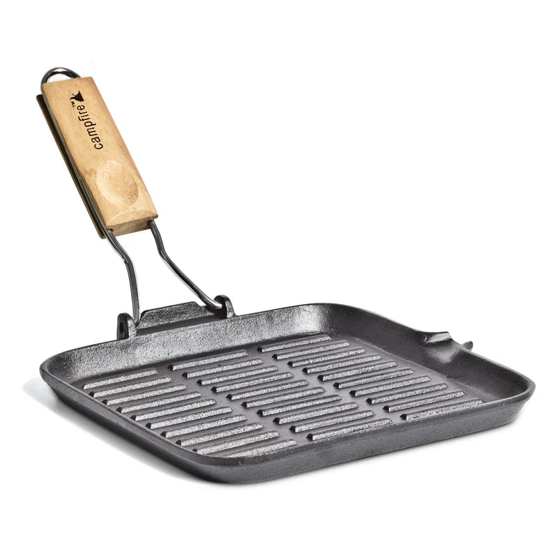 Campfire 24cm Square Grill Frypan Folding Handle
